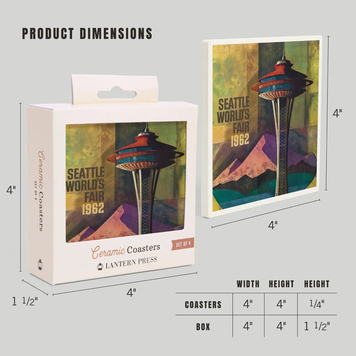 Seattle, Washington, Space Needle World's Fair, Vintage Travel Poster, Coasters Coasters Lantern Press 