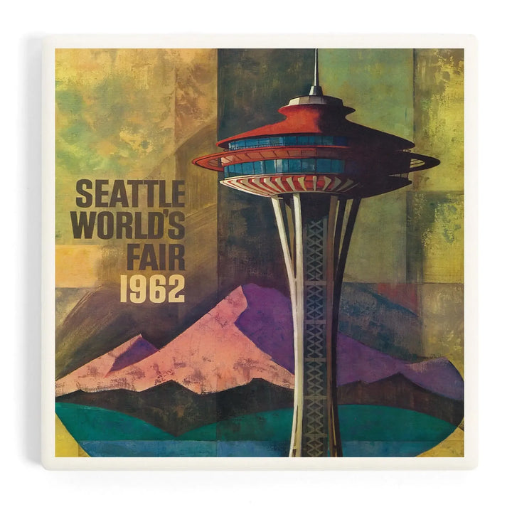 Seattle, Washington, Space Needle World's Fair, Vintage Travel Poster, Coasters Coasters Lantern Press Coaster 