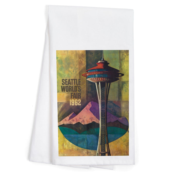 Seattle, Washington, Space Needle World's Fair, Vintage Travel Poster, Organic Cotton Kitchen Tea Towels Kitchen Lantern Press 