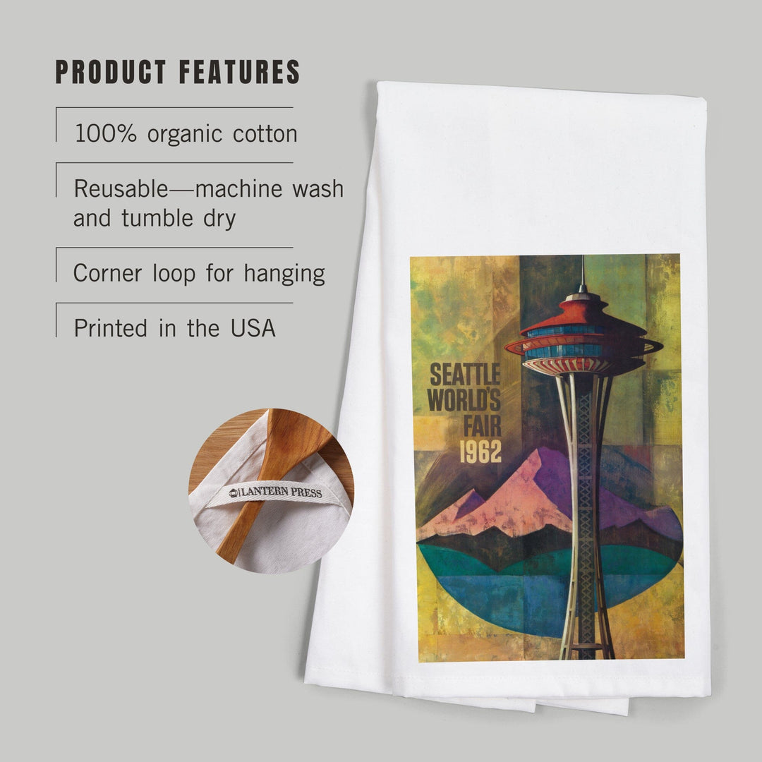 Seattle, Washington, Space Needle World's Fair, Vintage Travel Poster, Organic Cotton Kitchen Tea Towels Kitchen Lantern Press 