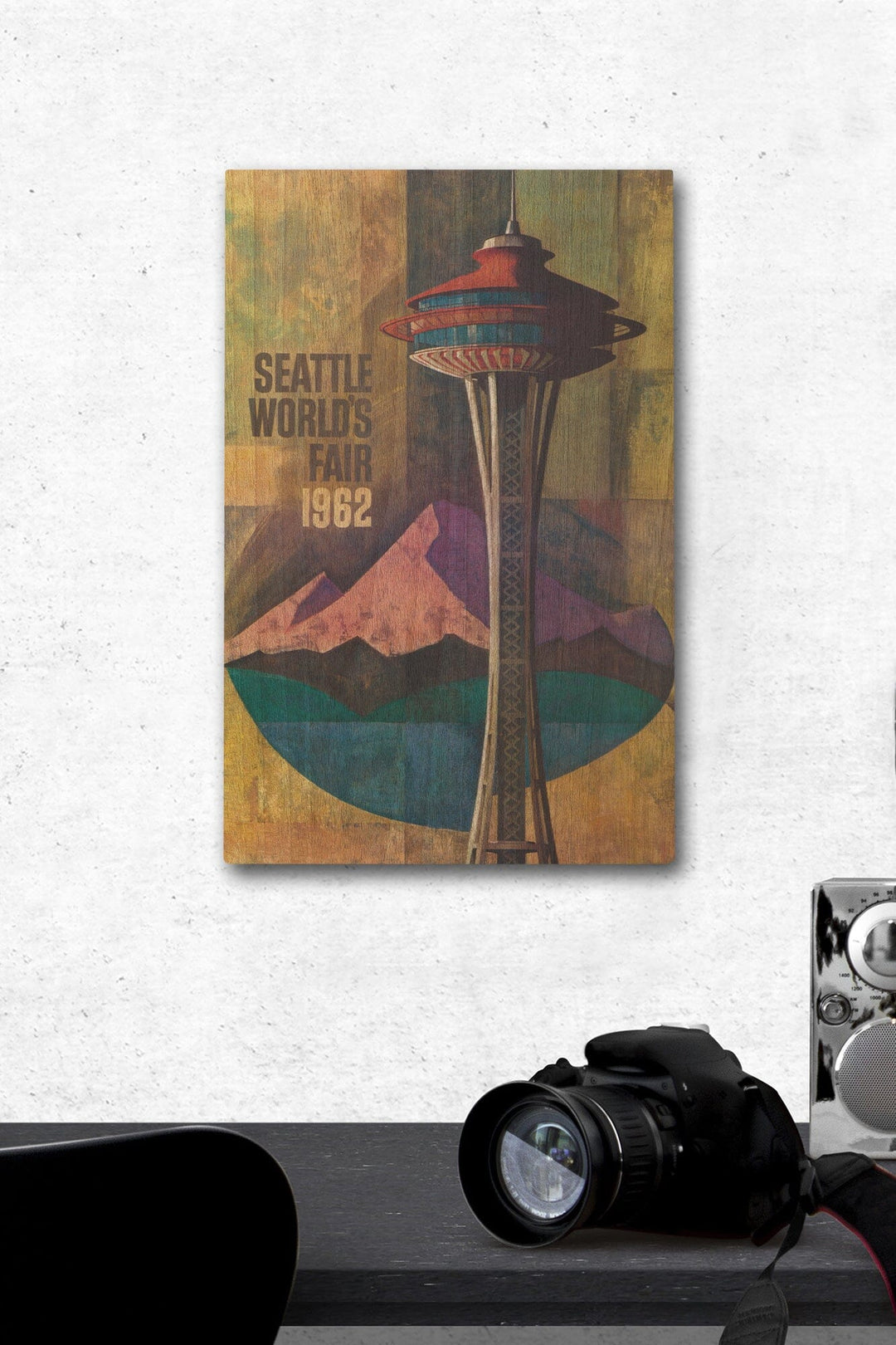 Seattle, Washington, Space Needle World's Fair, Vintage Travel Poster, Wood Signs and Postcards Wood Lantern Press 12 x 18 Wood Gallery Print 