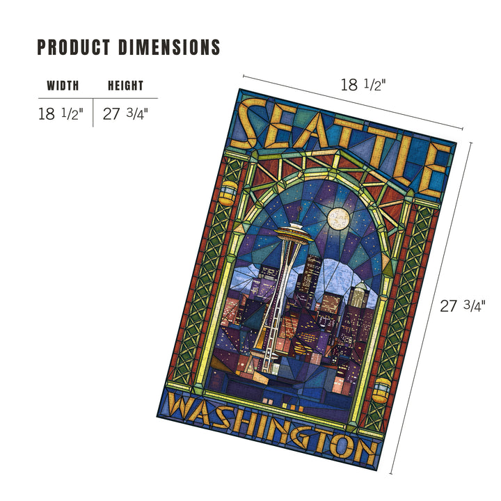 Seattle, Washington, Stained Glass Window, Jigsaw Puzzle Puzzle Lantern Press 