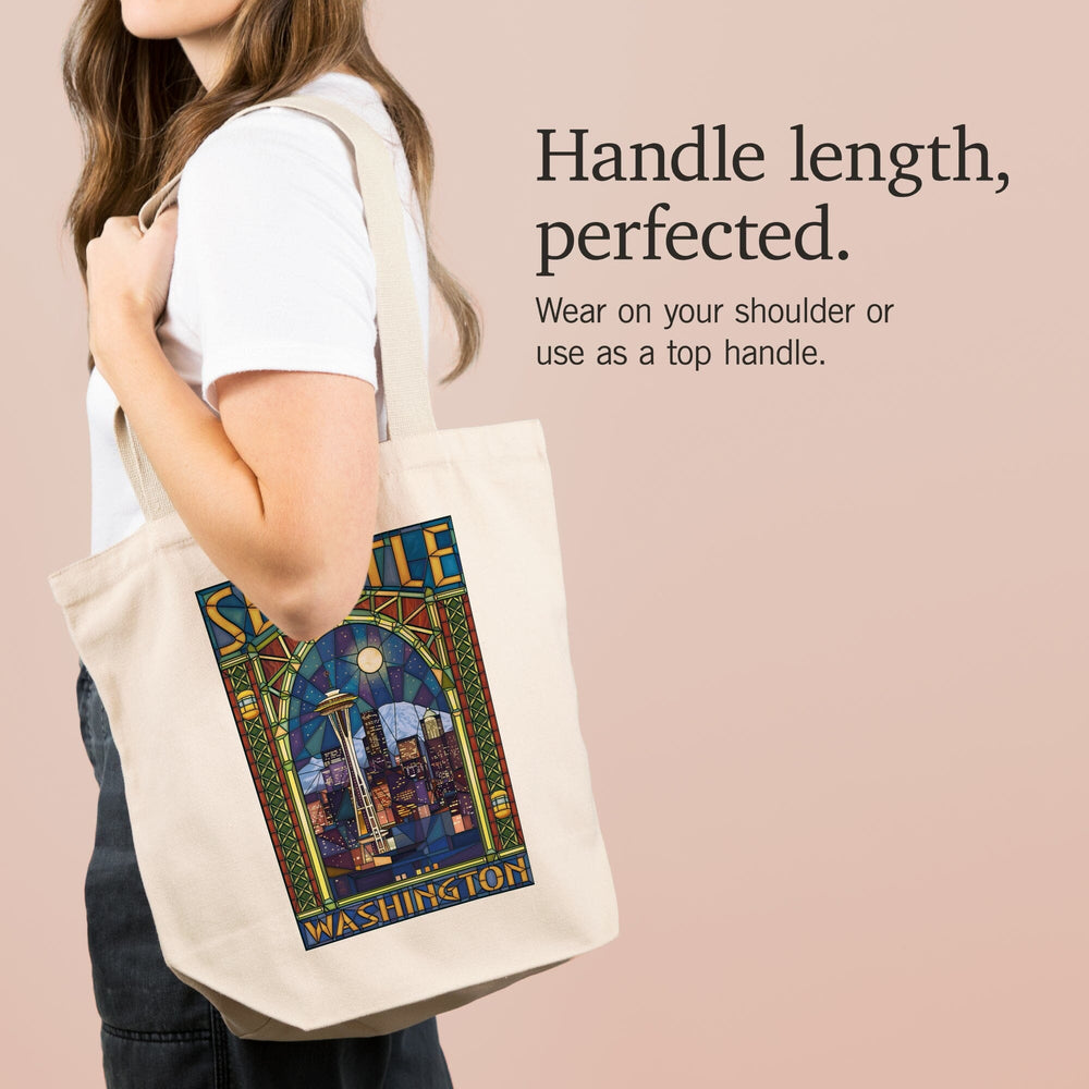 Seattle, Washington, Stained Glass Window, Tote Bag Totes Lantern Press 