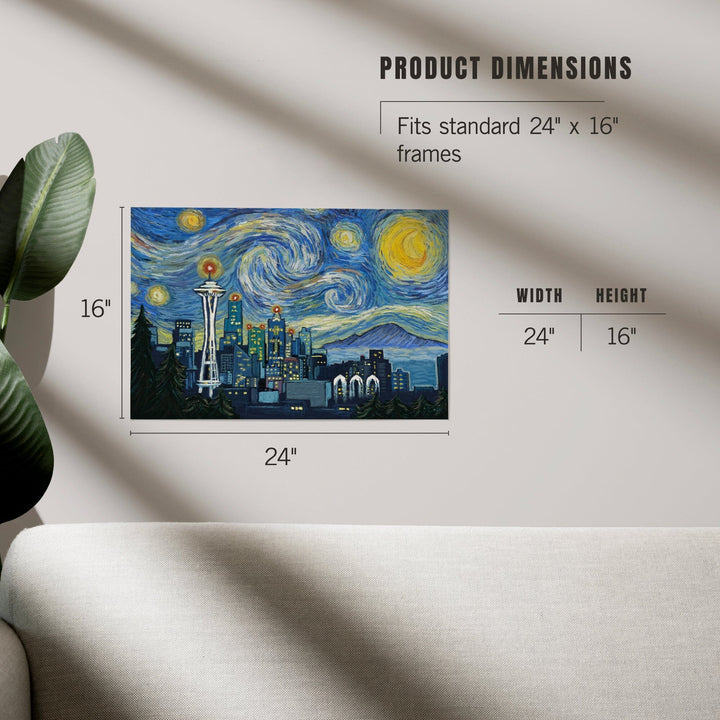 Seattle, Washington, Starry Night City Series, Art & Giclee Prints Art Lantern Press 