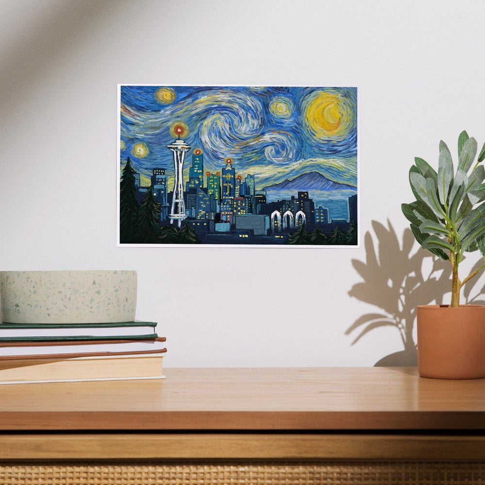 Seattle, Washington, Starry Night City Series, Art & Giclee Prints Art Lantern Press 