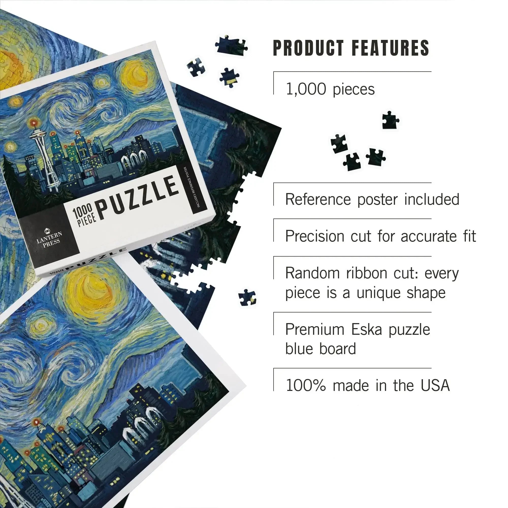 Seattle, Washington, Starry Night City Series, 1000 piece jigsaw