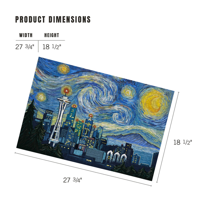 Seattle, Washington, Starry Night City Series, Jigsaw Puzzle Puzzle Lantern Press 