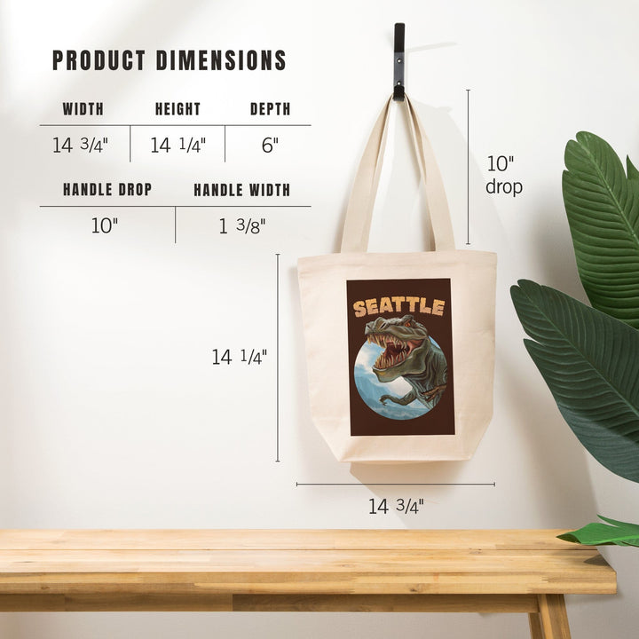 Seattle, Washington, T Rex Dinosaur,, Tote Bag Totes Lantern Press 