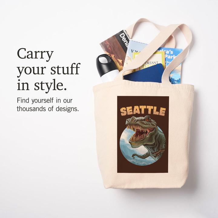 Seattle, Washington, T Rex Dinosaur,, Tote Bag Totes Lantern Press 