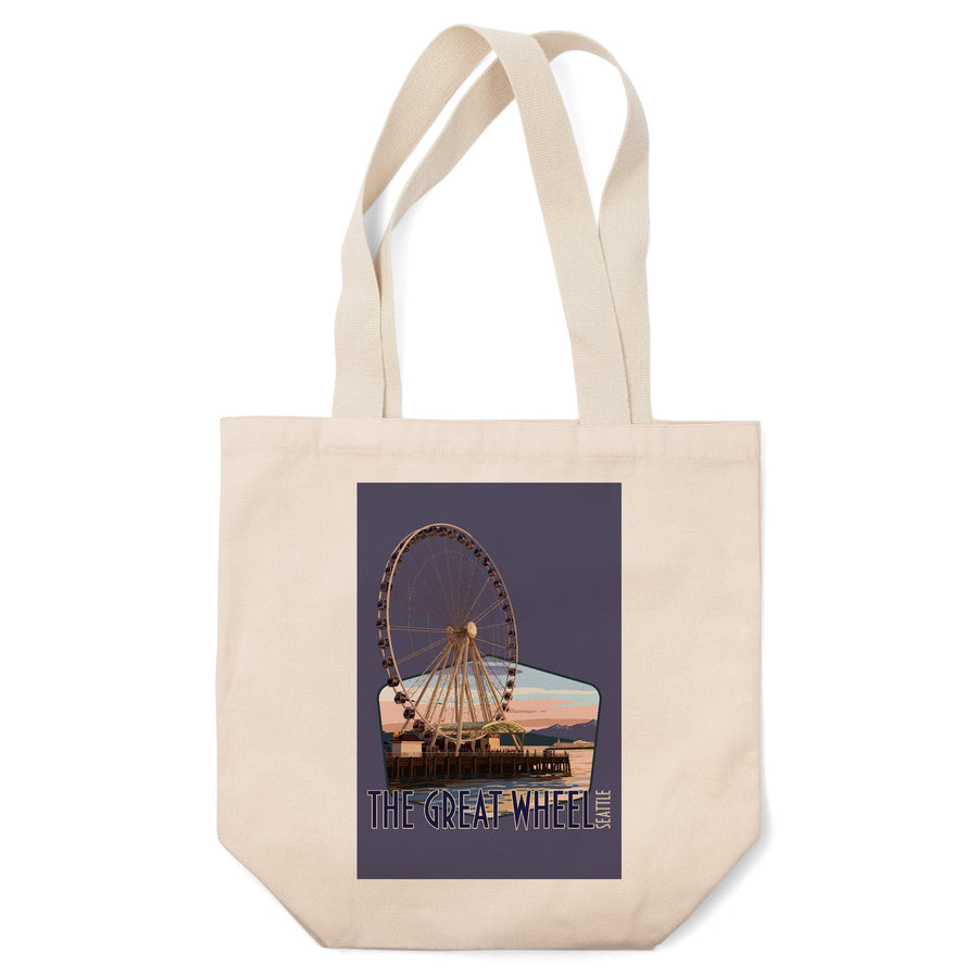 Seattle, Washington, The Great Wheel at Sunset,, Tote Bag Totes Lantern Press 