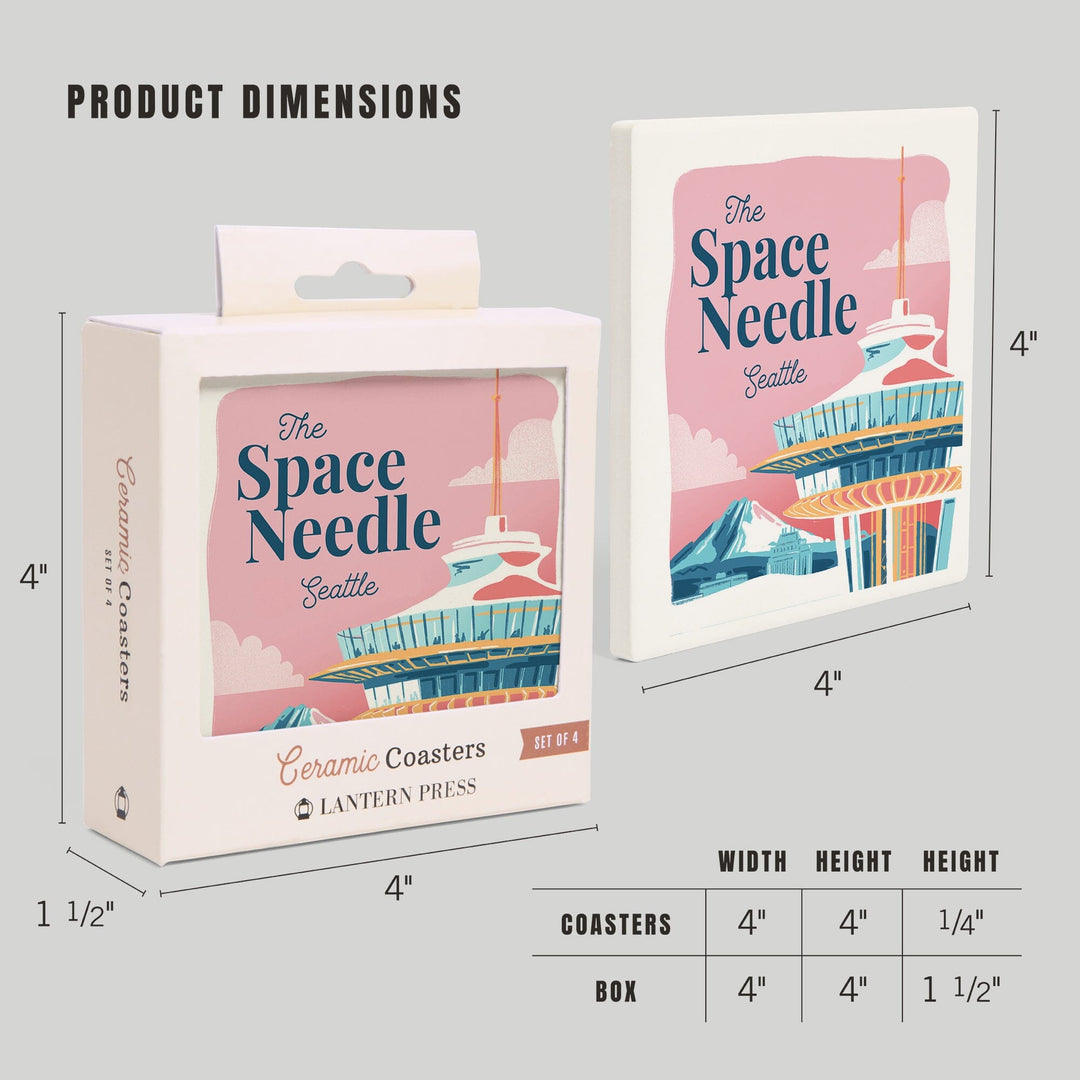 Seattle, Washington, The Space Needle, Epic City Scene, Coasters Coasters Lantern Press 