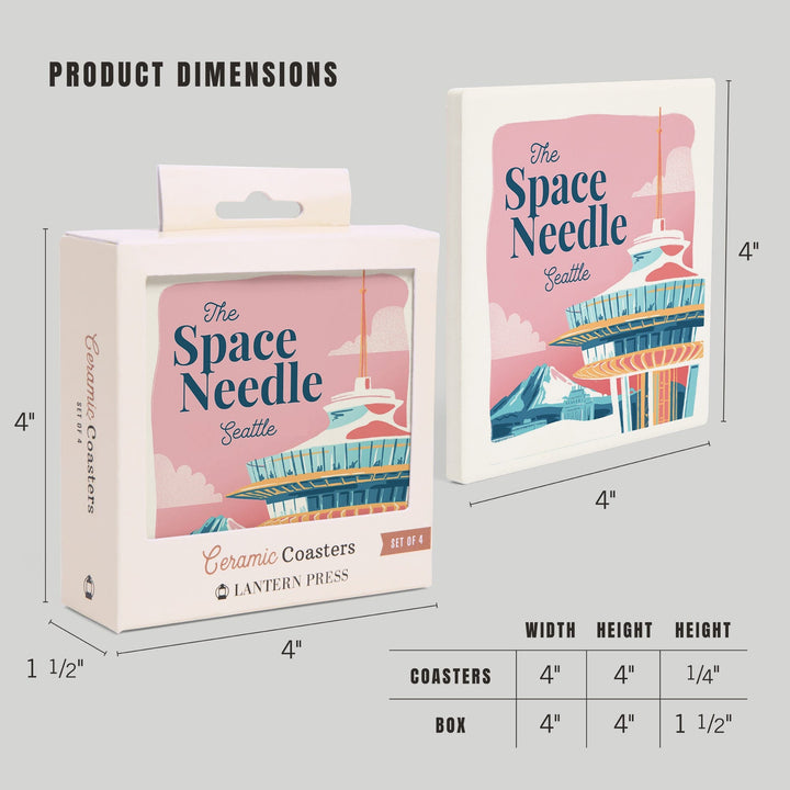 Seattle, Washington, The Space Needle, Epic City Scene, Coasters Coasters Lantern Press 