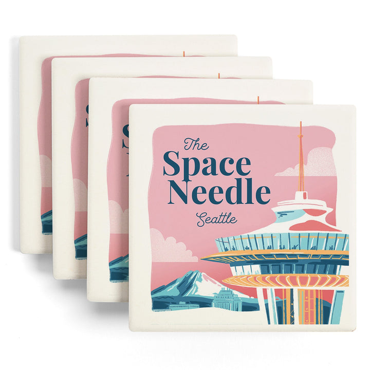 Seattle, Washington, The Space Needle, Epic City Scene, Coasters Coasters Lantern Press 