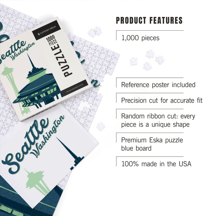 Seattle, Washington, The Space Needle, Jigsaw Puzzle Puzzle Lantern Press 