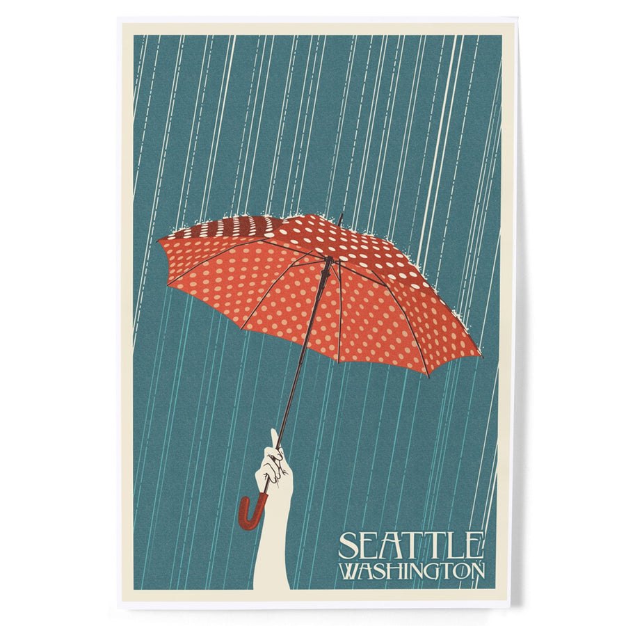 Seattle, Washington, Umbrella Letterpress, Art & Giclee Prints Art Lantern Press 