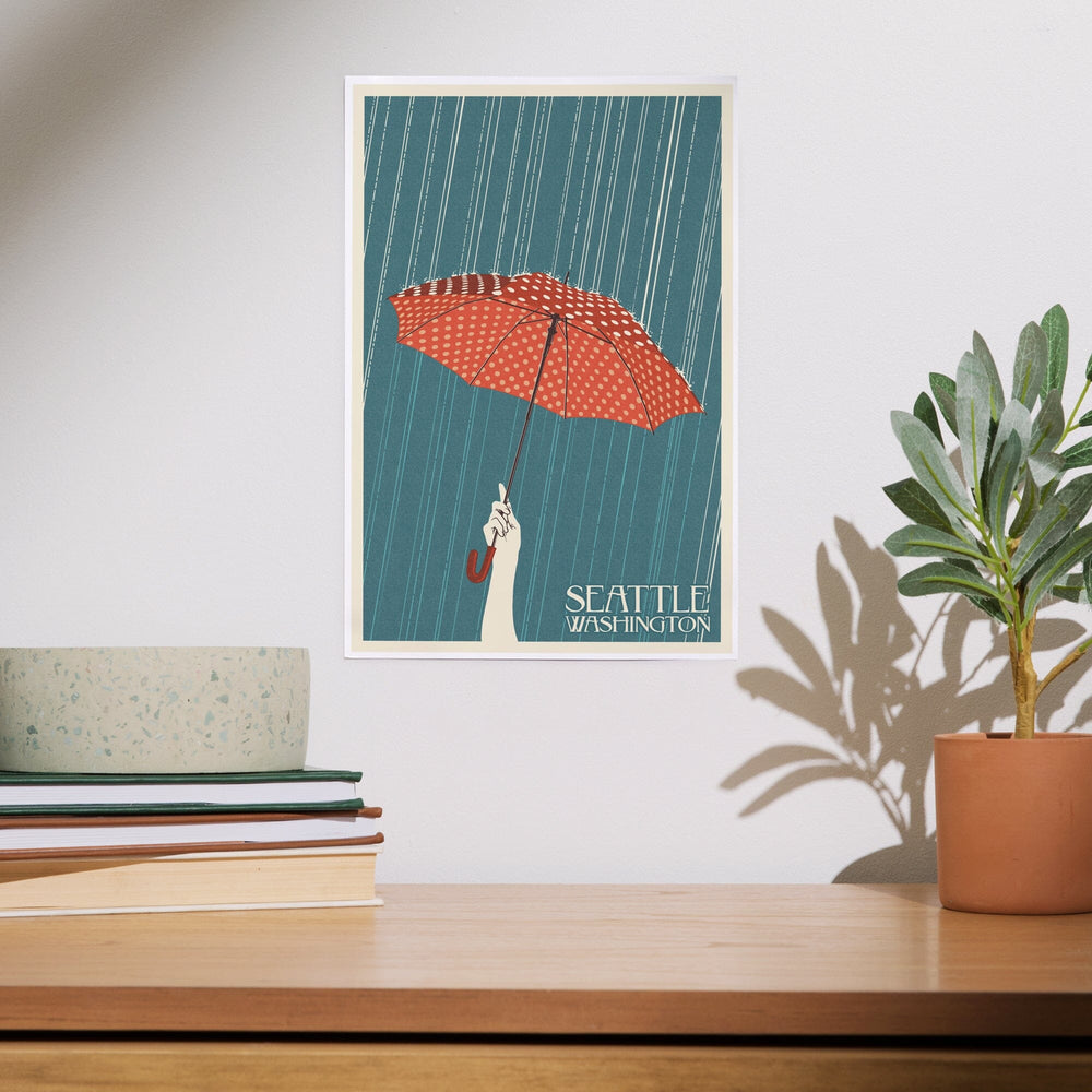 Seattle, Washington, Umbrella Letterpress, Art & Giclee Prints Art Lantern Press 