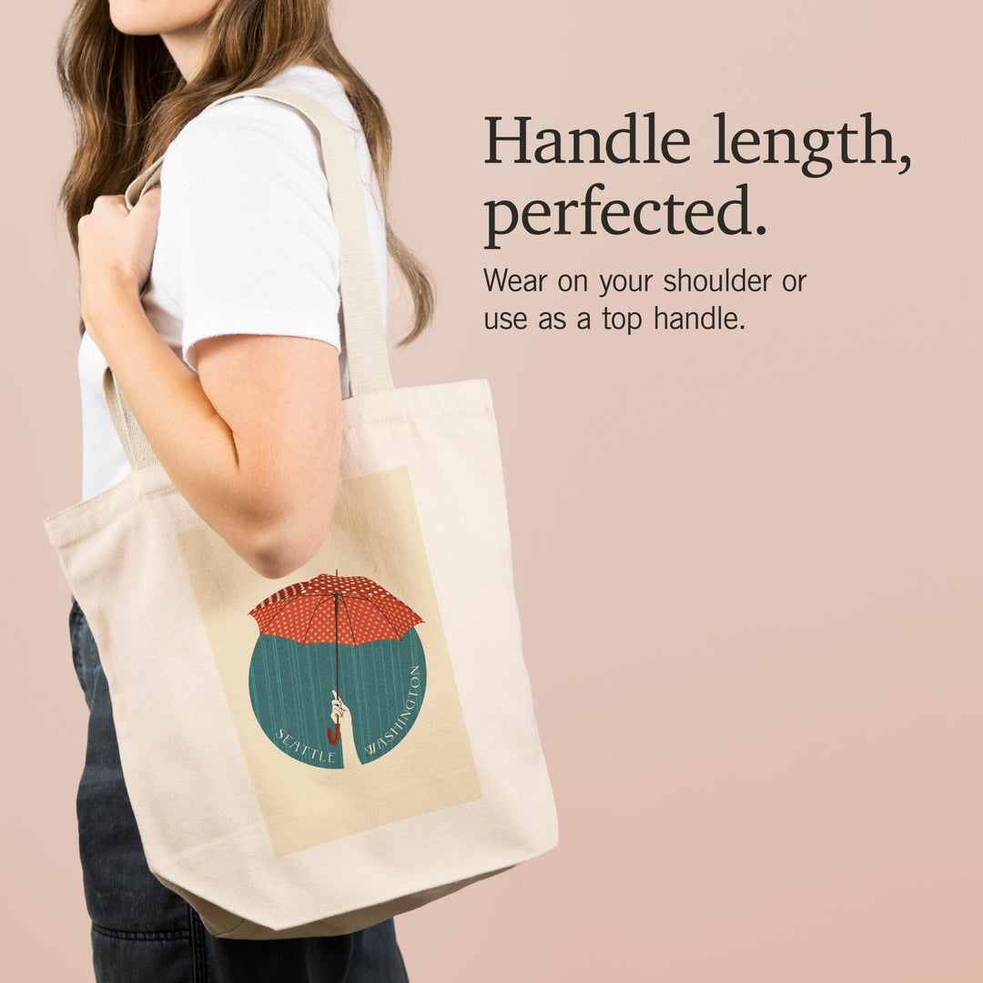 Seattle, Washington, Umbrella Letterpress, Circle,, Tote Bag Totes Lantern Press 