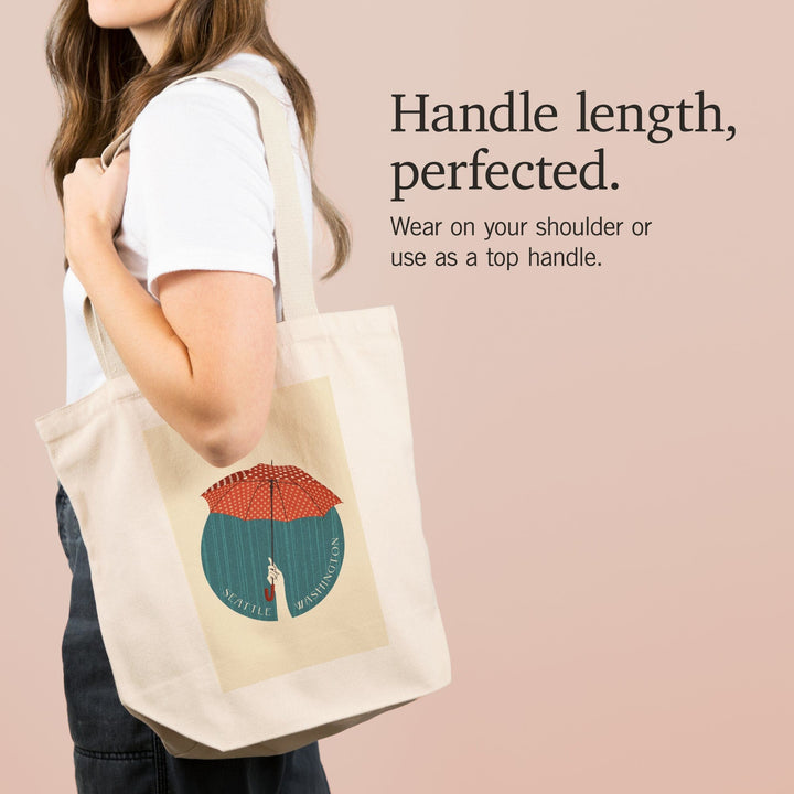 Seattle, Washington, Umbrella Letterpress, Circle,, Tote Bag Totes Lantern Press 