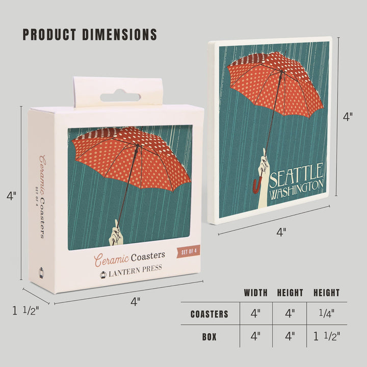 Seattle, Washington, Umbrella Letterpress, Coasters Coasters Lantern Press 