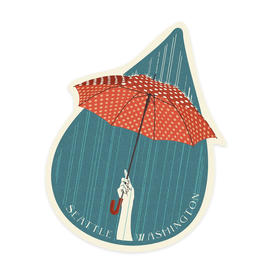 Seattle, Washington, Umbrella Letterpress, Contour, Lantern Press Artwork, Vinyl Sticker Sticker Lantern Press 
