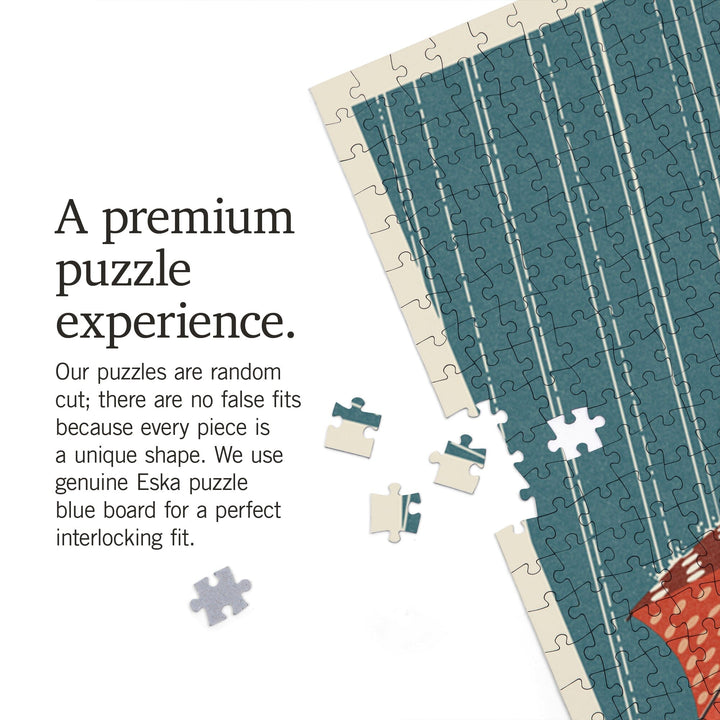 Seattle, Washington, Umbrella Letterpress, Jigsaw Puzzle Puzzle Lantern Press 