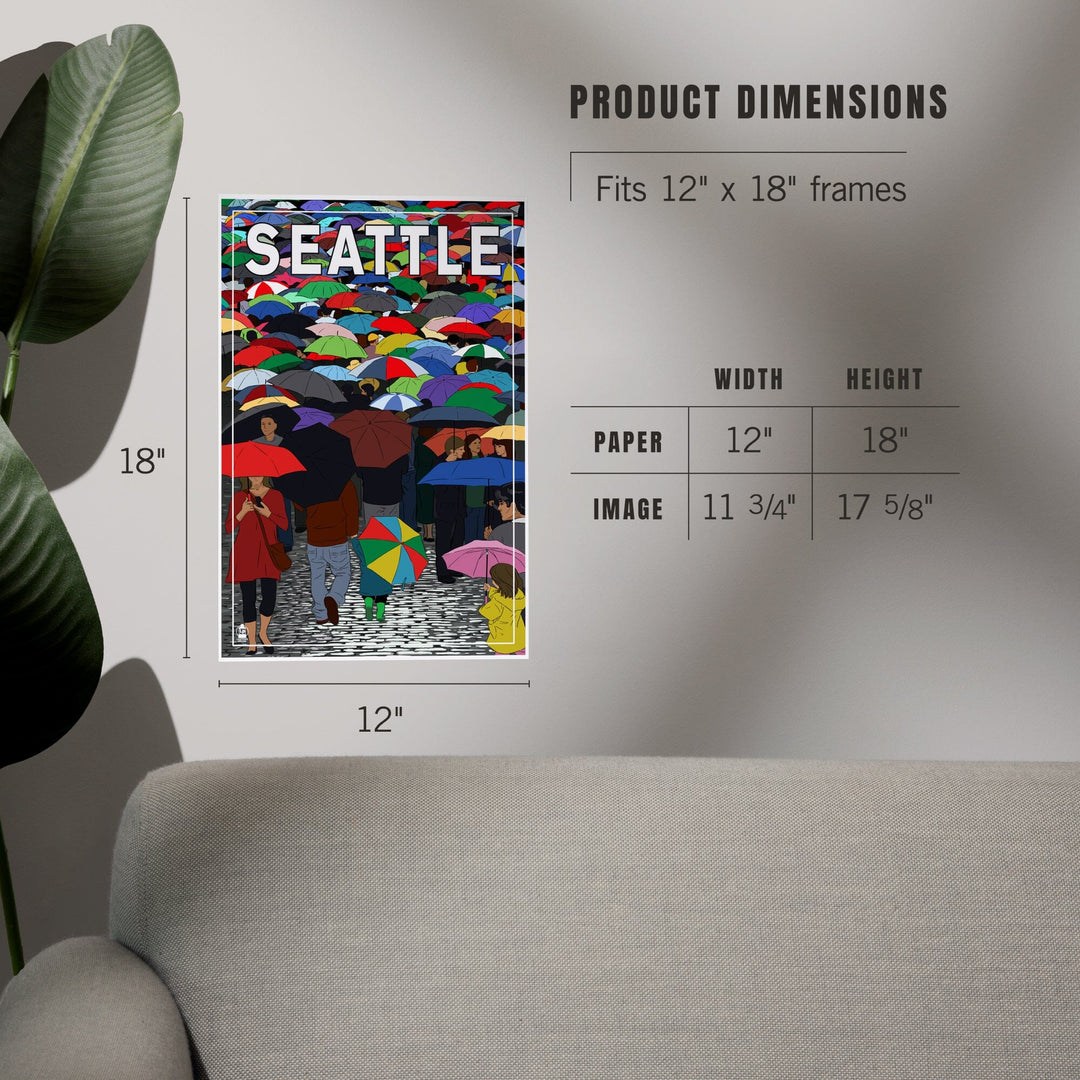 Seattle, Washington, Umbrellas, Art & Giclee Prints Art Lantern Press 
