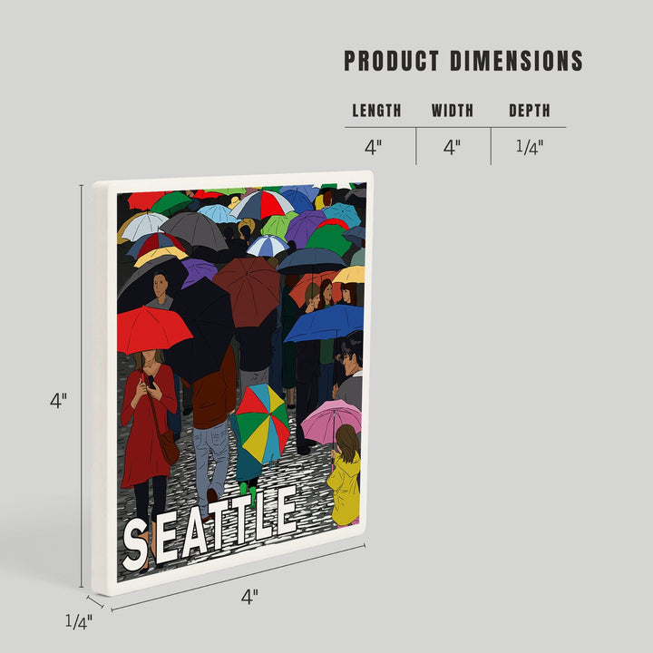Seattle, Washington, Umbrellas, Coasters Coasters Lantern Press 