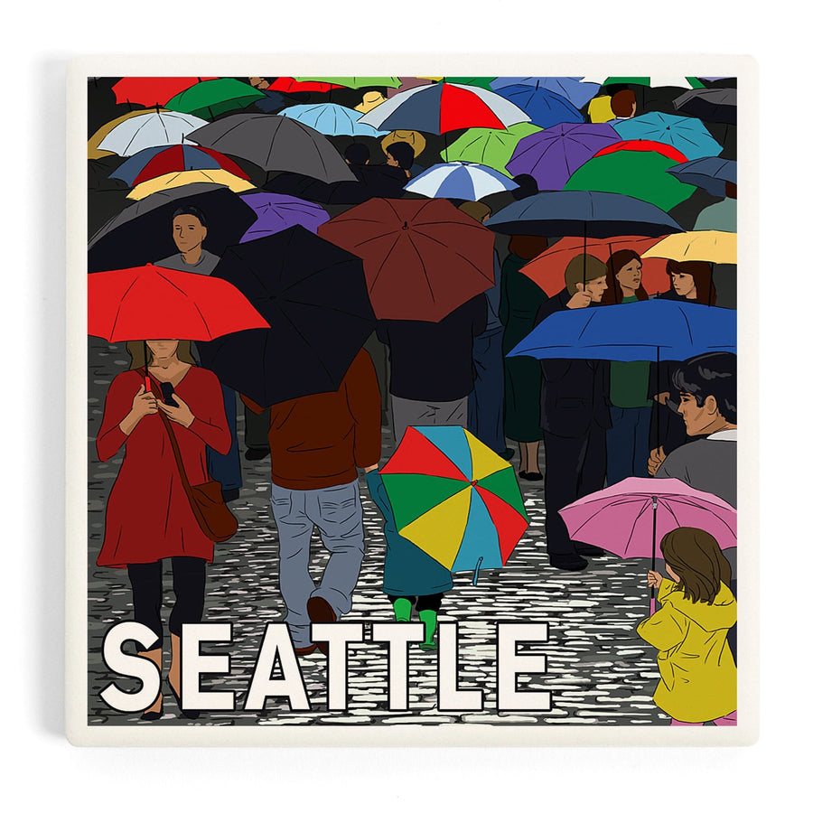 Seattle, Washington, Umbrellas, Coasters Coasters Lantern Press 