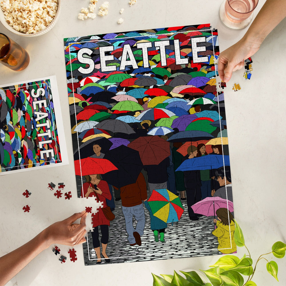 Seattle, Washington, Umbrellas, Jigsaw Puzzle Puzzle Lantern Press 
