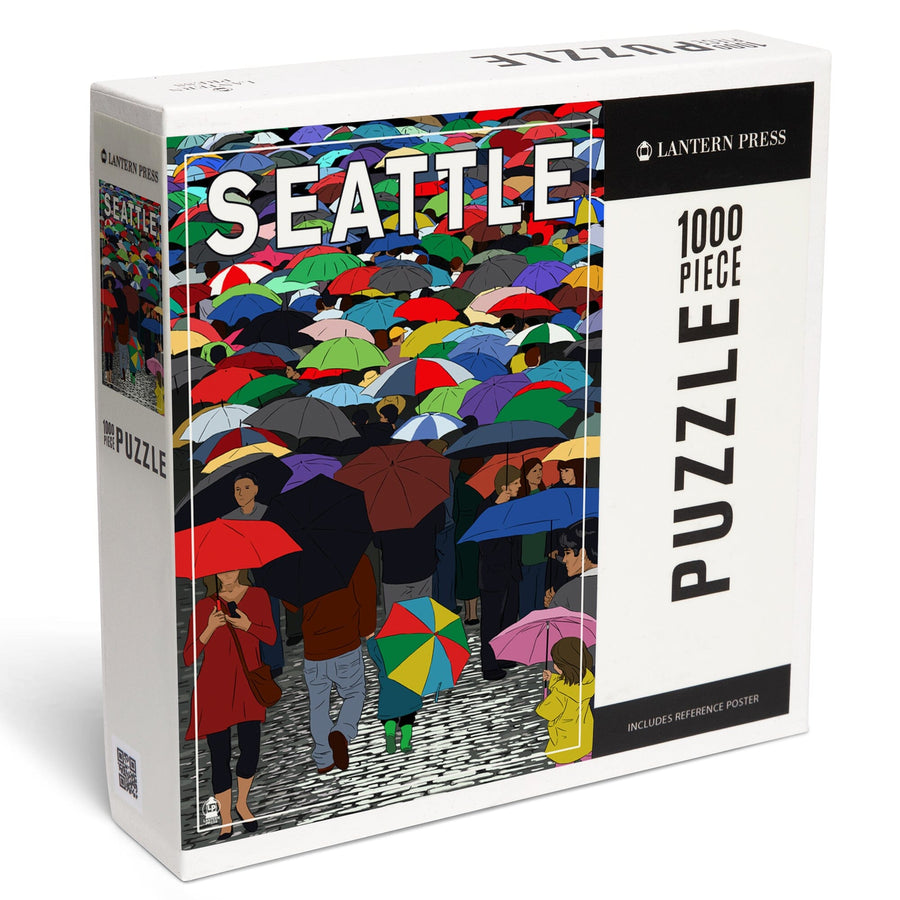 Seattle, Washington, Umbrellas, Jigsaw Puzzle Puzzle Lantern Press 
