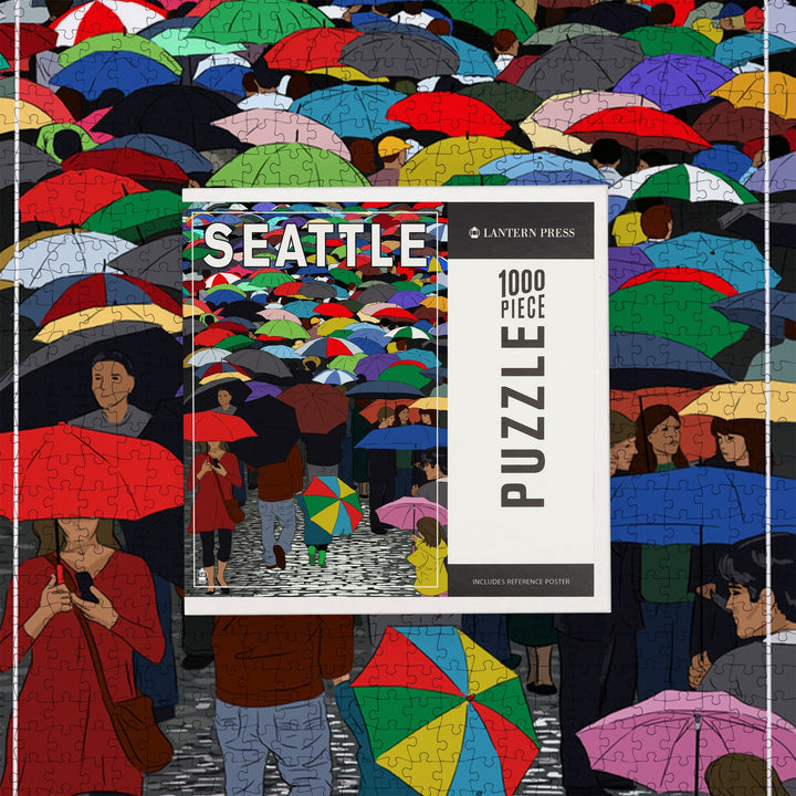 Seattle, Washington, Umbrellas, Jigsaw Puzzle Puzzle Lantern Press 