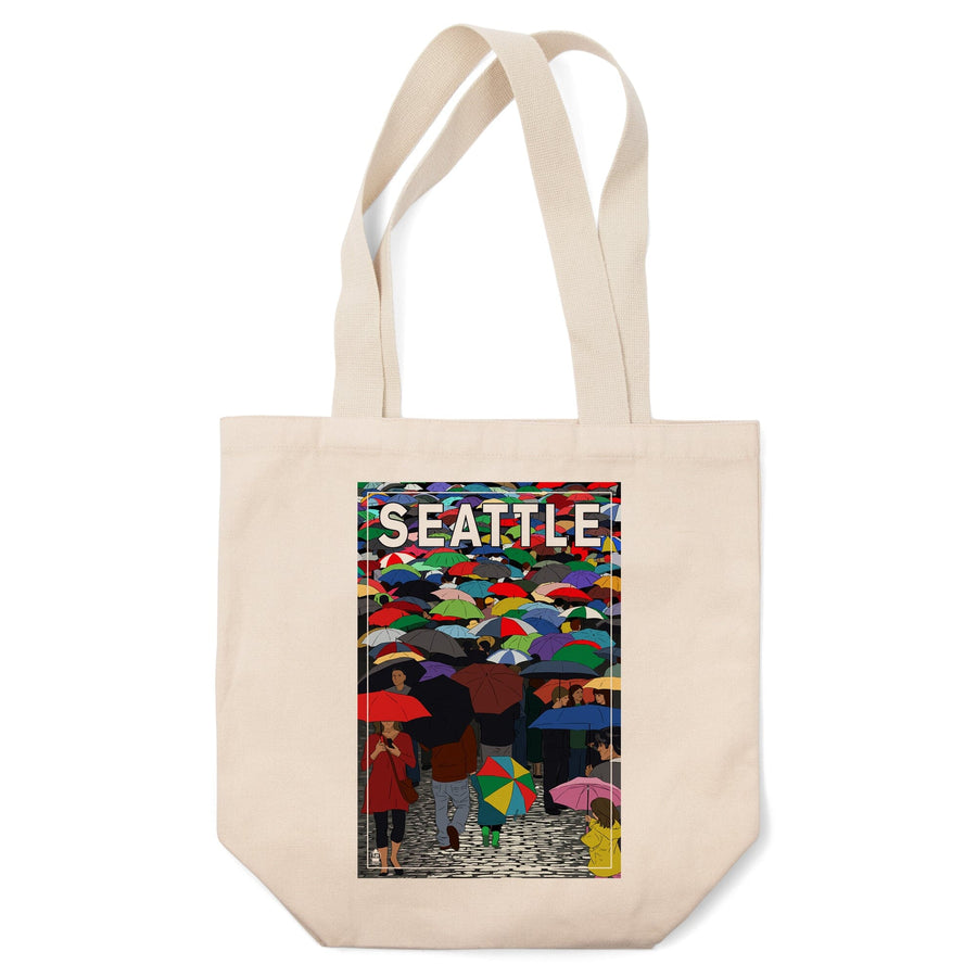 Seattle, Washington, Umbrellas, Lantern Press Artwork, Tote Bag Totes Lantern Press 