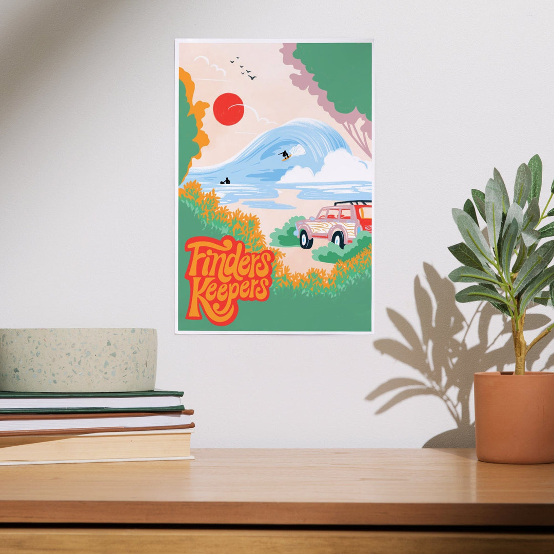 Secret Surf Spot Collection, Surf Scene At The Beach, Finders Keepers, Art & Giclee Prints Art Lantern Press 