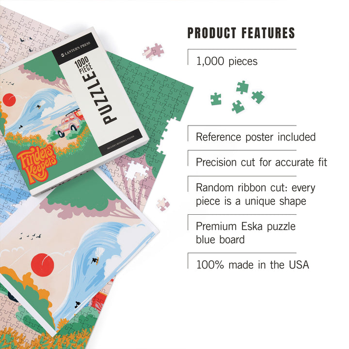 Secret Surf Spot Collection, Surf Scene At The Beach, Finders Keepers, Jigsaw Puzzle Puzzle Lantern Press 