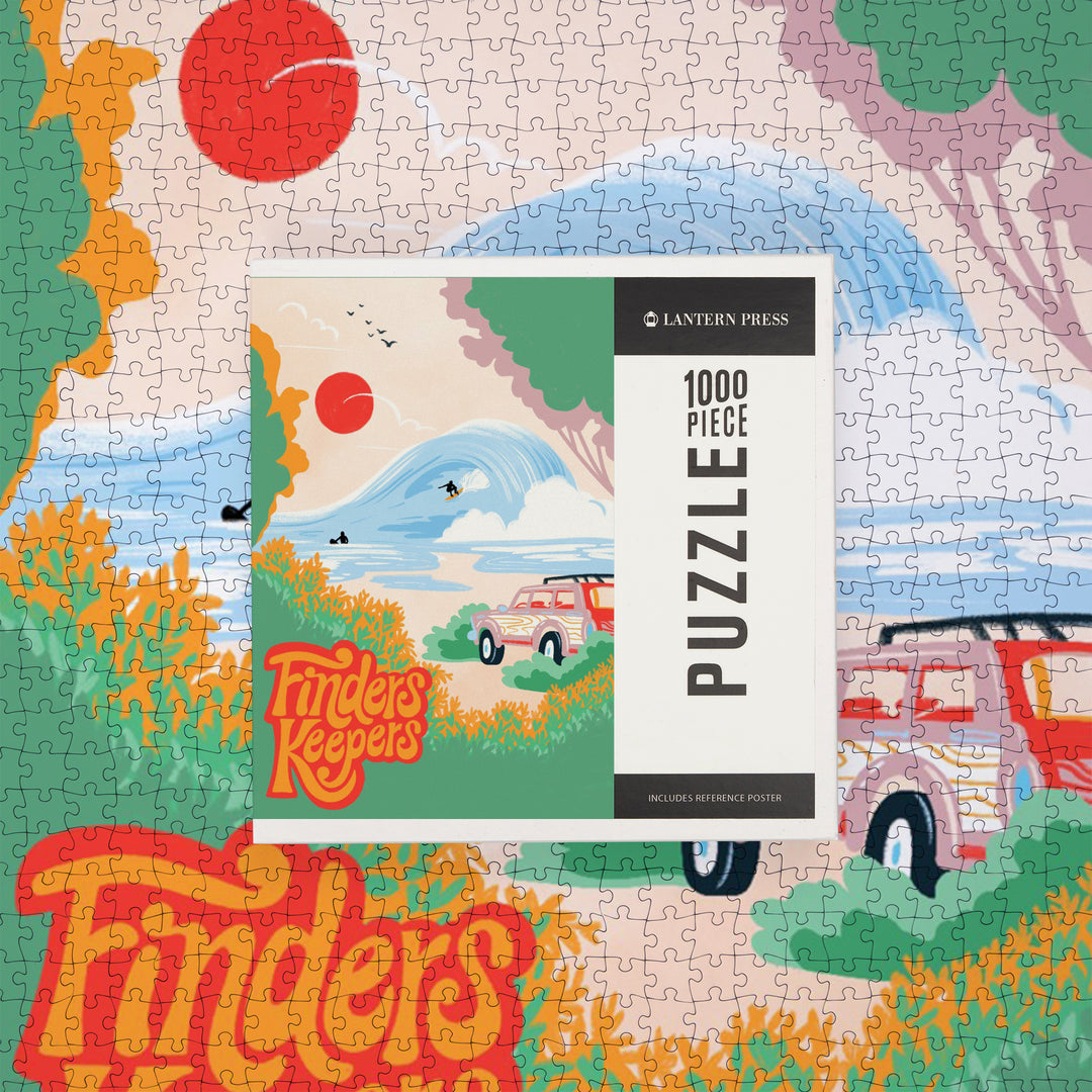 Secret Surf Spot Collection, Surf Scene At The Beach, Finders Keepers, Jigsaw Puzzle Puzzle Lantern Press 