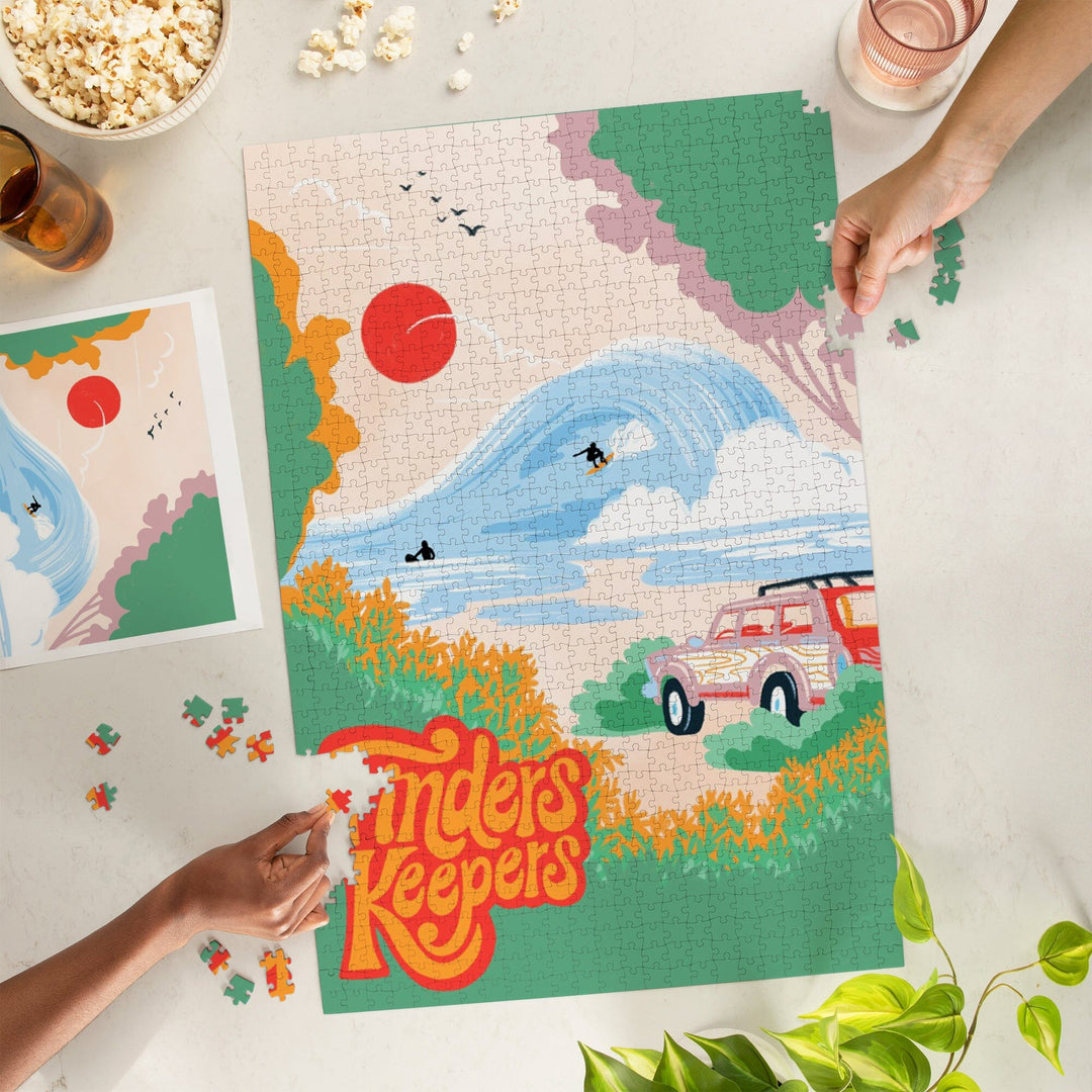 Secret Surf Spot Collection, Surf Scene At The Beach, Finders Keepers, Jigsaw Puzzle Puzzle Lantern Press 