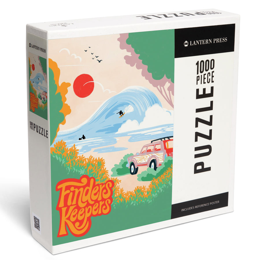 Secret Surf Spot Collection, Surf Scene At The Beach, Finders Keepers, Jigsaw Puzzle Puzzle Lantern Press 
