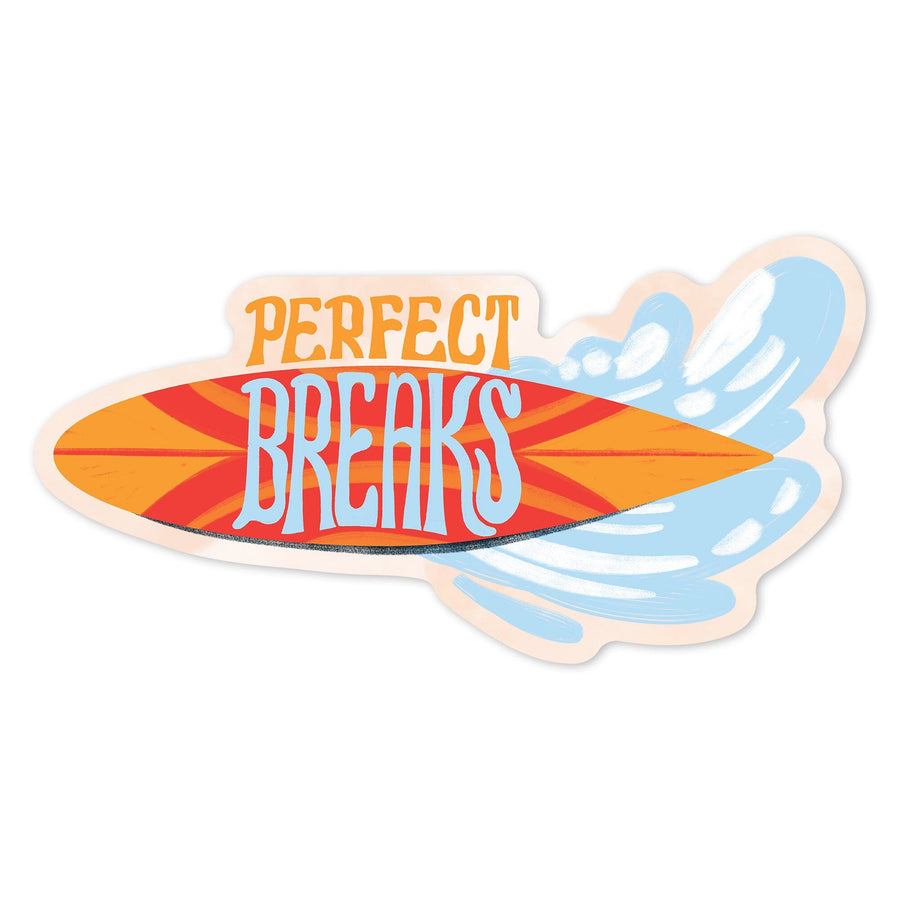 Secret Surf Spot Collection, Surfboard, Perfect Breaks, Contour, Vinyl Sticker Sticker Lantern Press 