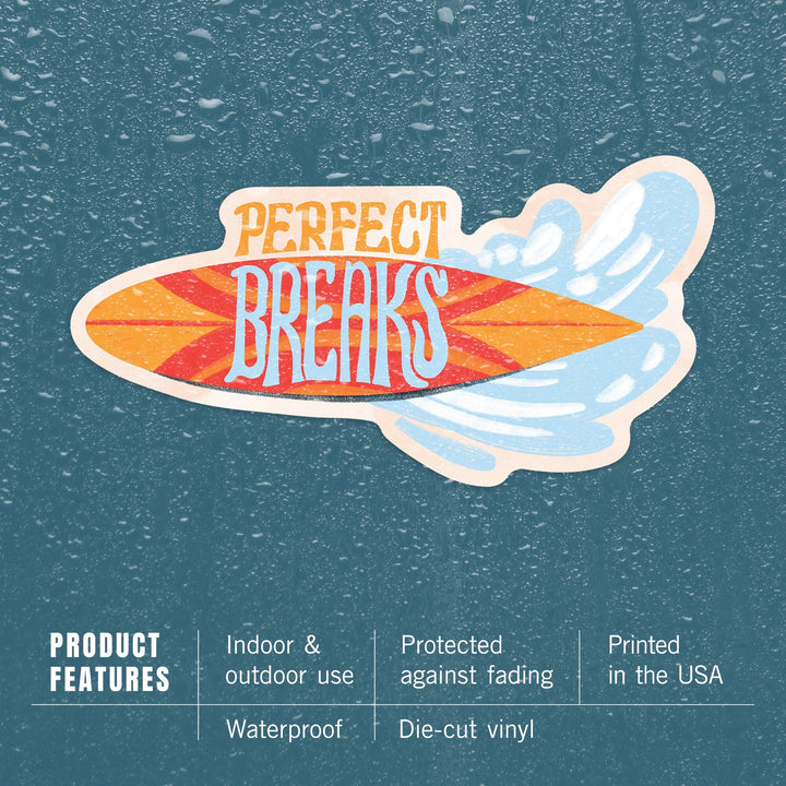 Secret Surf Spot Collection, Surfboard, Perfect Breaks, Contour, Vinyl Sticker Sticker Lantern Press 