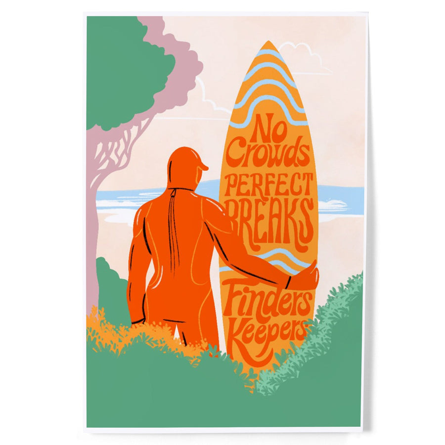 Secret Surf Spot Collection, Surfer At The Beach, No Crowds, Perfect Breaks, Finders Keepers, Art & Giclee Prints Art Lantern Press 