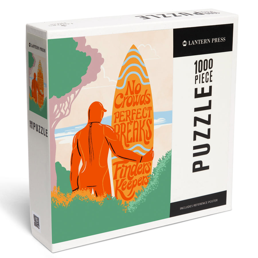 Secret Surf Spot Collection, Surfer At The Beach, No Crowds, Perfect Breaks, Finders Keepers, Jigsaw Puzzle Puzzle Lantern Press 