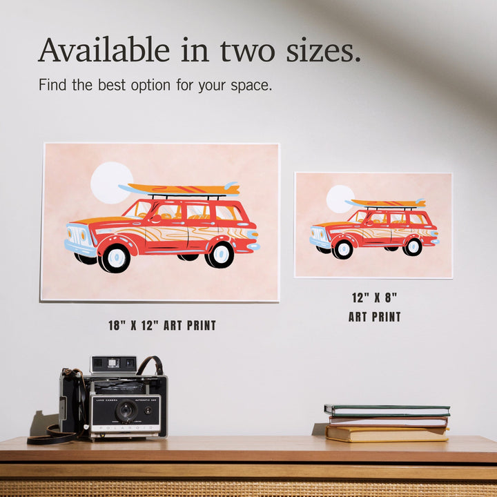 Secret Surf Spot Collection, Woody Wagon With Surfboards, Art & Giclee Prints Art Lantern Press 