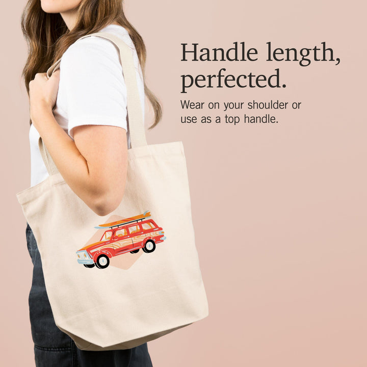 Secret Surf Spot Collection, Woody Wagon with Surfboards,, Tote Bag Totes Lantern Press 
