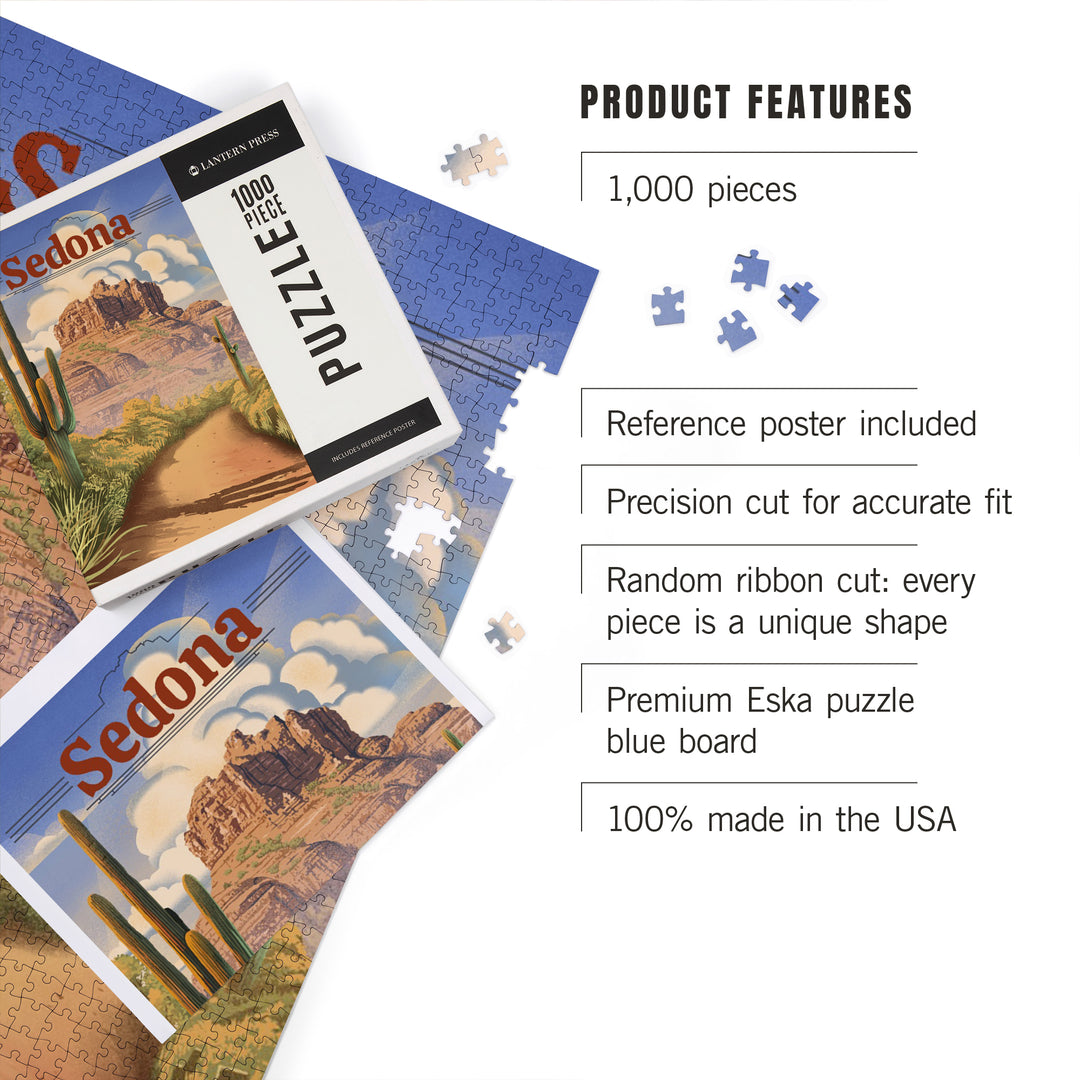 Sedona, Arizona, Bell Rock Lithograph, Jigsaw Puzzle Puzzle Lantern Press 