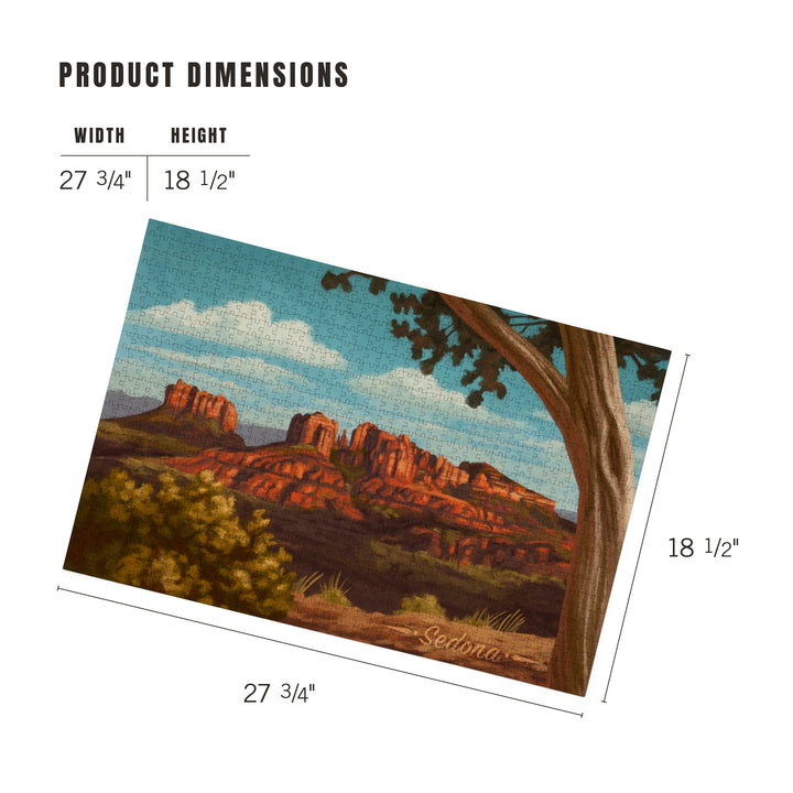 Sedona, Arizona, Canyon with Clouds Oil Painting, Jigsaw Puzzle Puzzle Lantern Press 