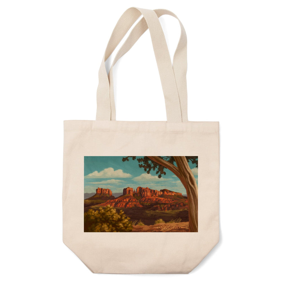 Sedona, Arizona, Canyon with Clouds Oil Painting, Lantern Press Artwork, Tote Bag Totes Lantern Press 