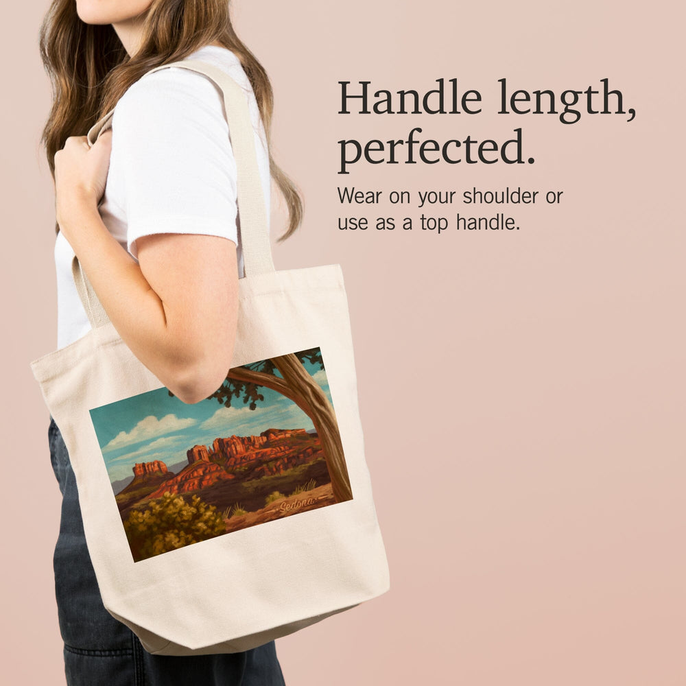 Sedona, Arizona, Canyon with Clouds Oil Painting, Tote Bag Totes Lantern Press 