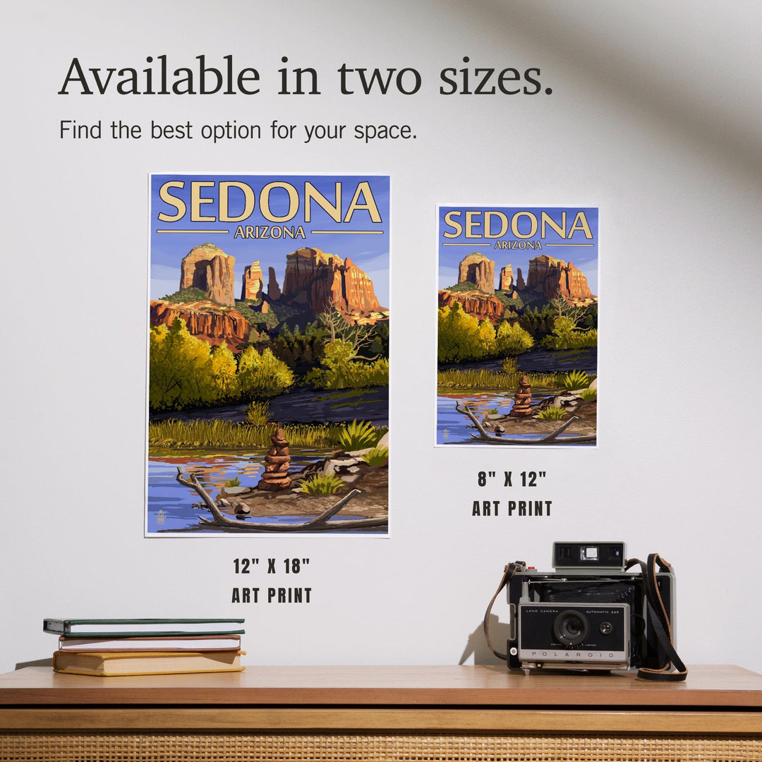 Sedona, Arizona, Cathedral Rock and Cairn, Art & Giclee Prints Art Lantern Press 