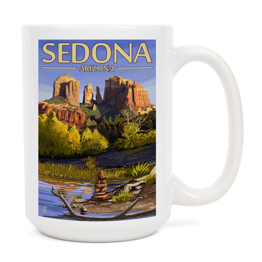 Sedona, Arizona, Cathedral Rock and Cairn, Ceramic Mug Mugs Lantern Press 