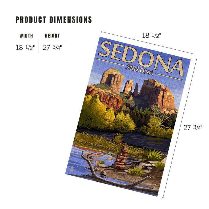 Sedona, Arizona, Cathedral Rock and Cairn, Jigsaw Puzzle Puzzle Lantern Press 
